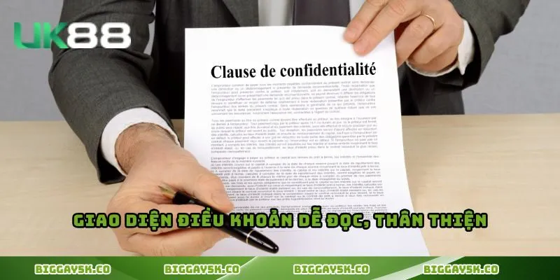 Giao diện điều khoản dễ đọc, thân thiện